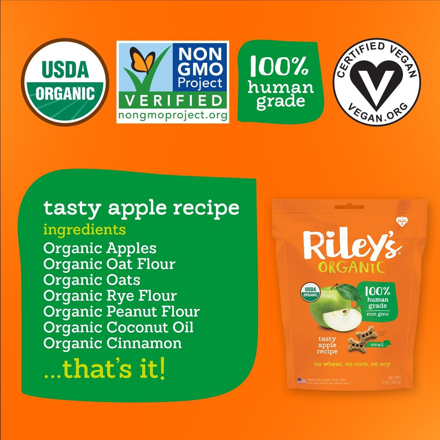 Riley's Organic - Riley's Organic Tasty Apple Dog Treats