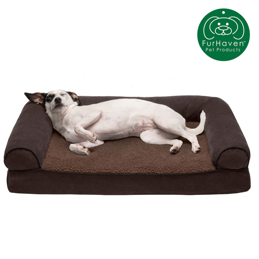 Faux Fleece & Chenille Sofa-Style Pet Bed