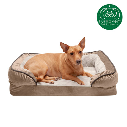 Orthopedic Perfect Comfort Velvet Waves Sofa-Style Pet Bed