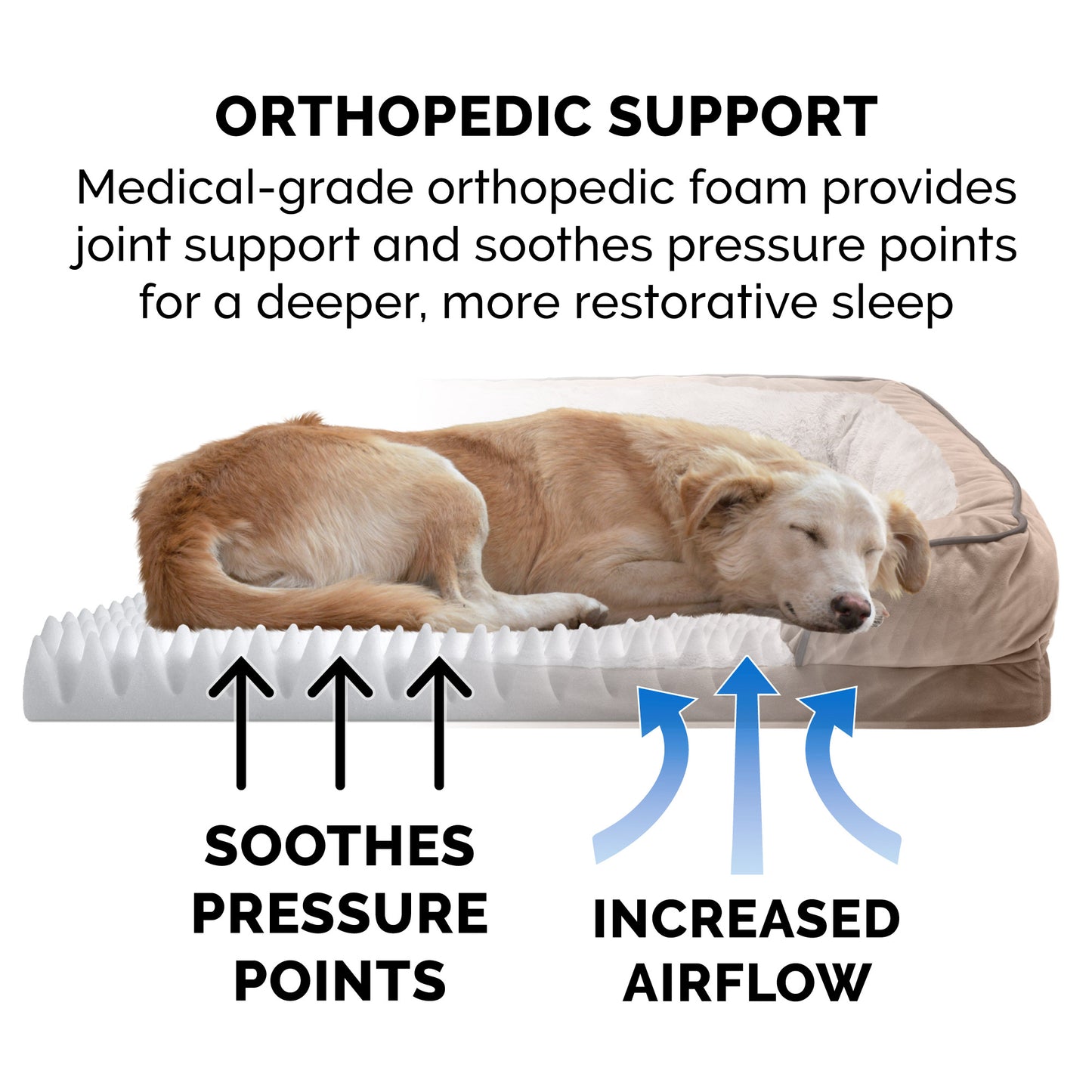 Orthopedic Perfect Comfort Velvet Waves Sofa-Style Pet Bed