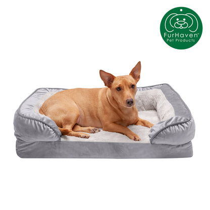 Orthopedic Perfect Comfort Velvet Waves Sofa-Style Pet Bed