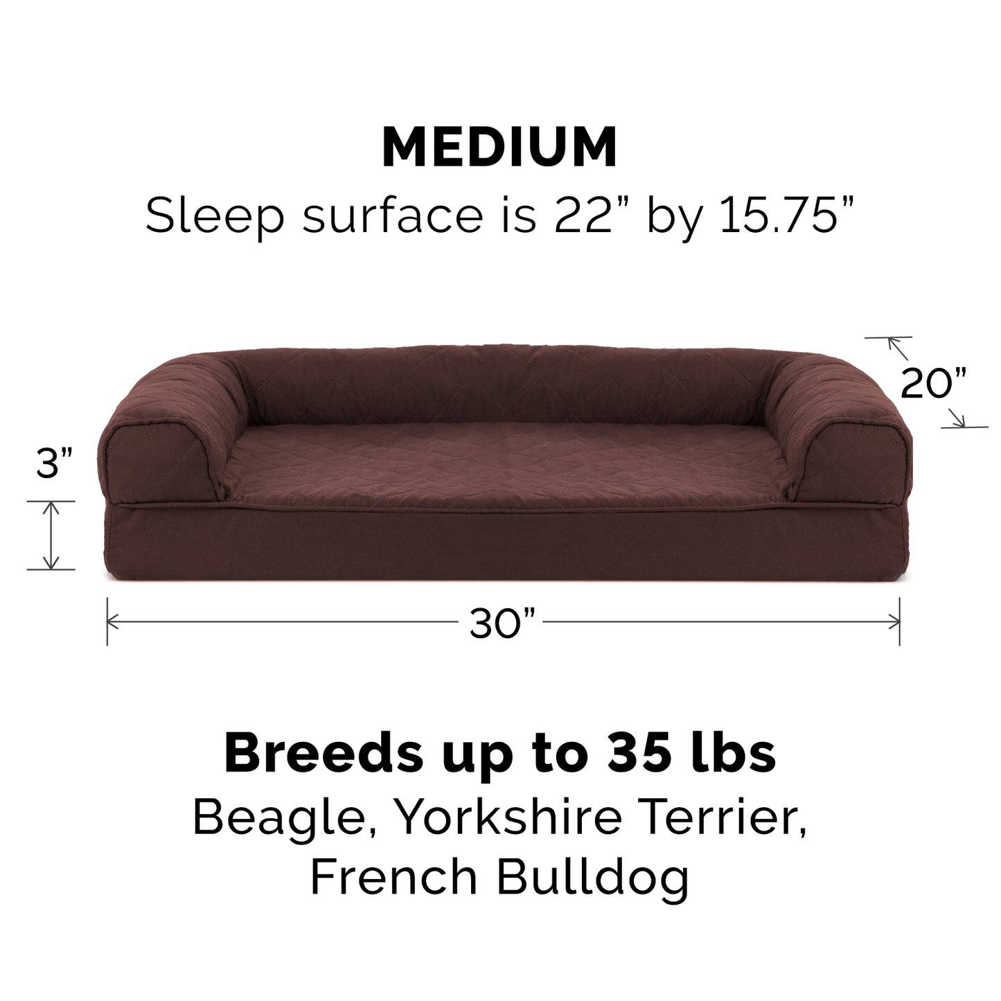 Orthopedic Quilted Sofa-Style Couch Pet Bed