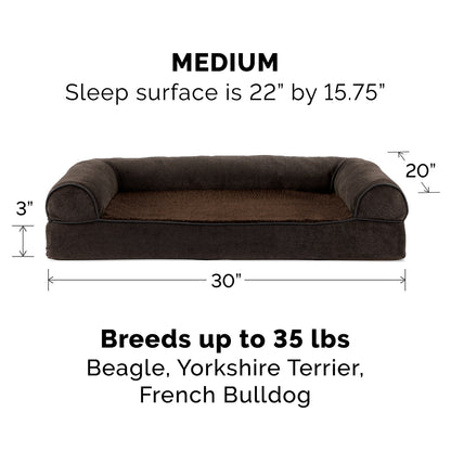 Faux Fleece & Chenille Couch Sofa-Style Pet Bed