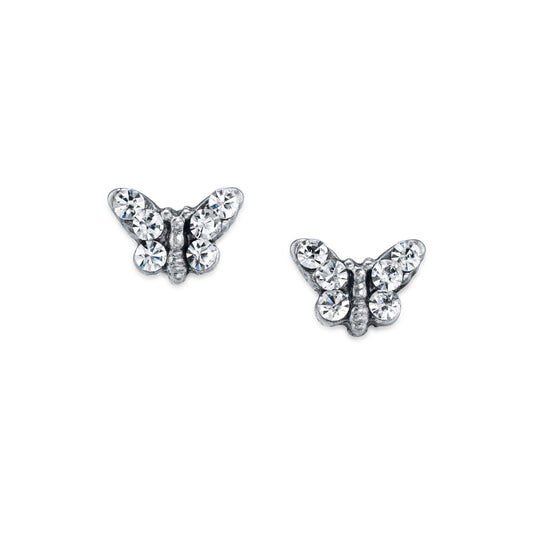 1928 Jewelry&reg; Silver Tone Crystal Butterfly Stud Earring