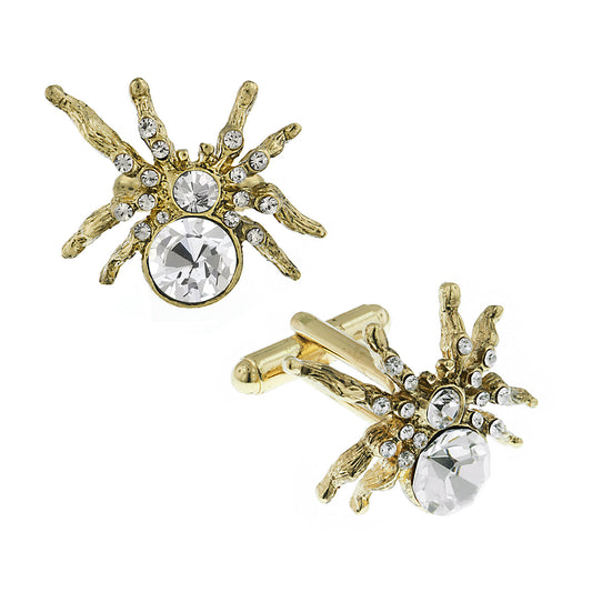 1928 Jewelry&reg; 14K Gold Dipped Crystal Spider Cufflinks