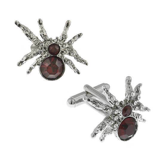 1928 Jewelry&reg; Silver-Tone Red Crystal Spider Cufflinks