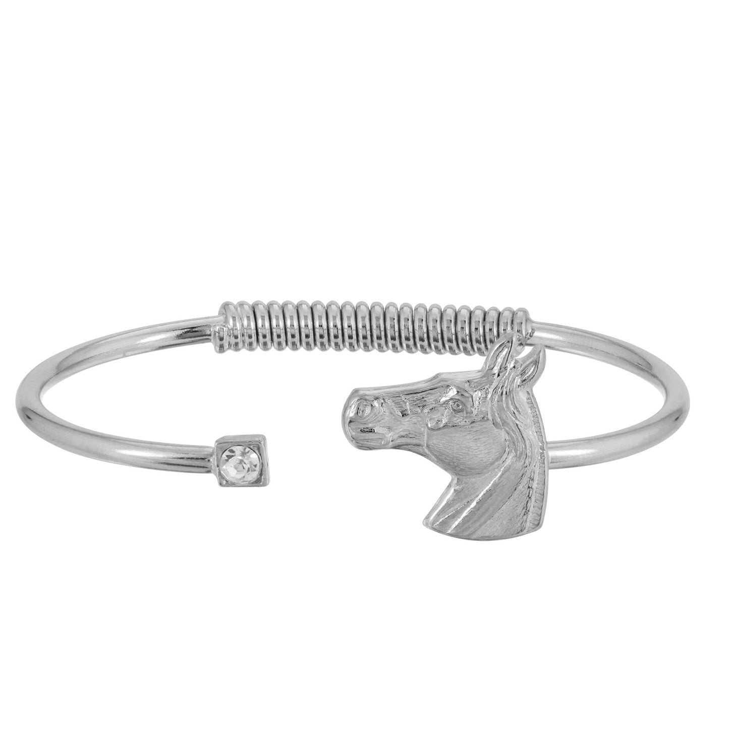 1928 Jewelry&reg; Silver-Tone Clear Crystal And Horse Accent Hinge Bracelet