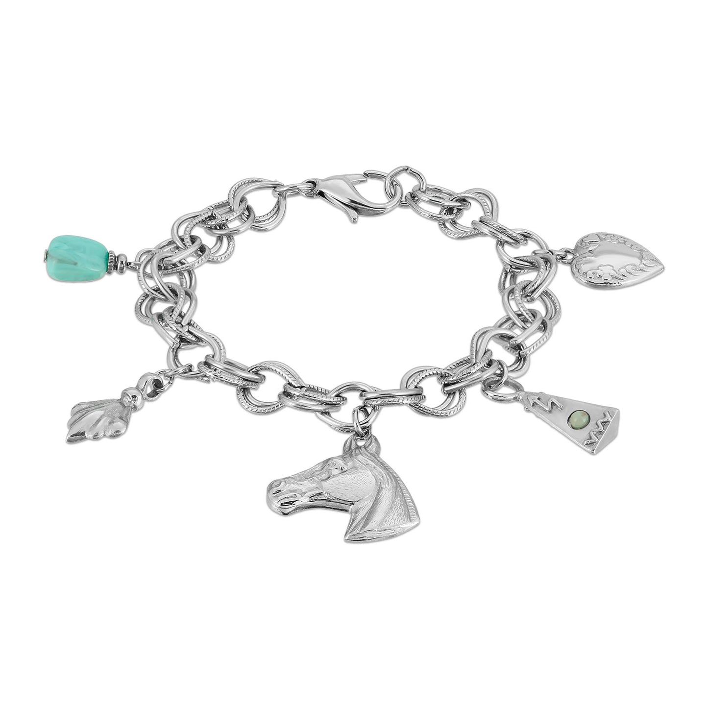 1928 Jewelry&reg; Silver-Tone Turquoise Color Accents And Multi-Charm Horse Bracelet