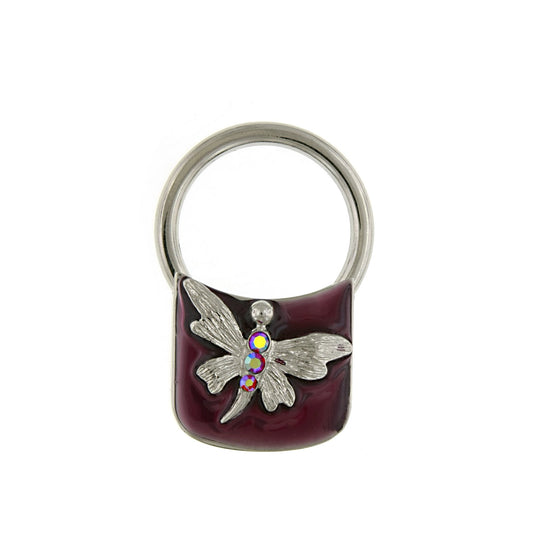 1928 Jewelry&reg; Silver-Tone Red Enamel Butterfly Square Key Fob