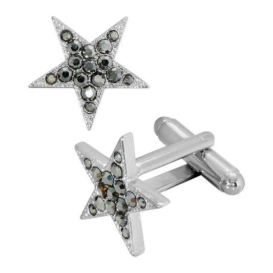 1928 Jewelry&reg; Silver-Tone Hematite Color Crystal Star Cufflinks