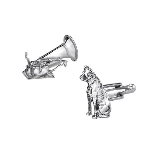 1928 Jewelry&reg; Silver-Tone Dog And Phonograph Cufflinks
