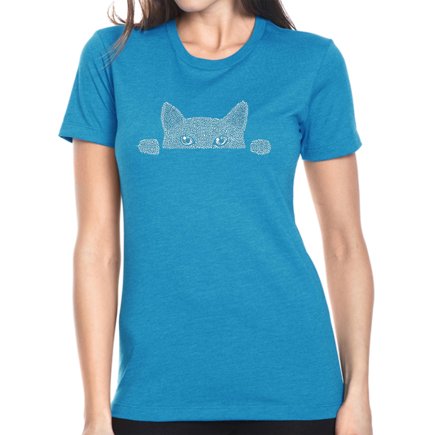 Peeking Cat  - Women's Premium Blend Word Art T-Shirt