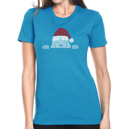 Christmas Peeking Dog - Women's Premium Blend Word Art T-Shirt