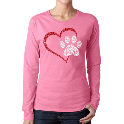 Paw Heart - Women's Word Art Long Sleeve T-Shirt