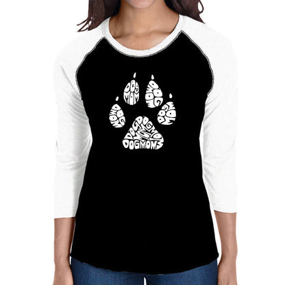 Dog Mom  - Women's Raglan Baseball Word Art T-Shirt