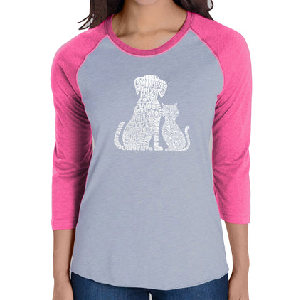 Dogs and Cats  - Women's Raglan Baseball Word Art T-Shirt