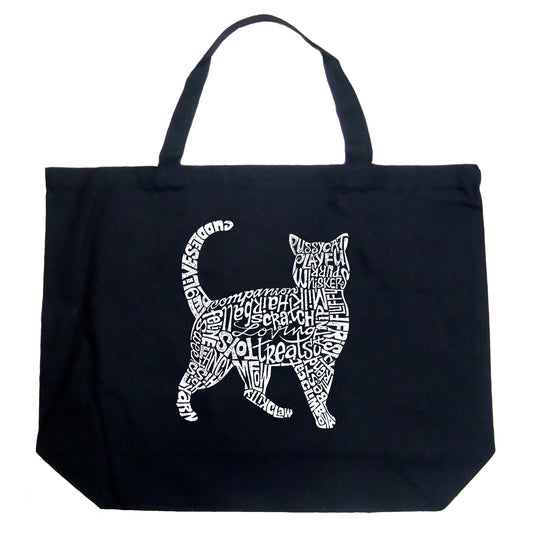 Cat  - Large Word Art Tote Bag