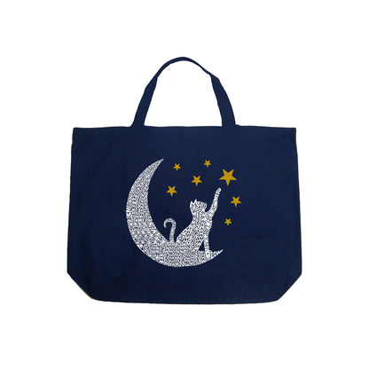 Cat Moon - Large Word Art Tote Bag