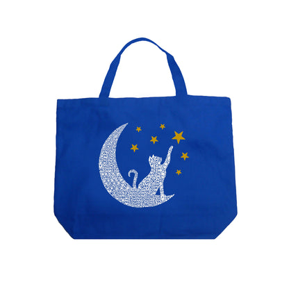 Cat Moon - Large Word Art Tote Bag