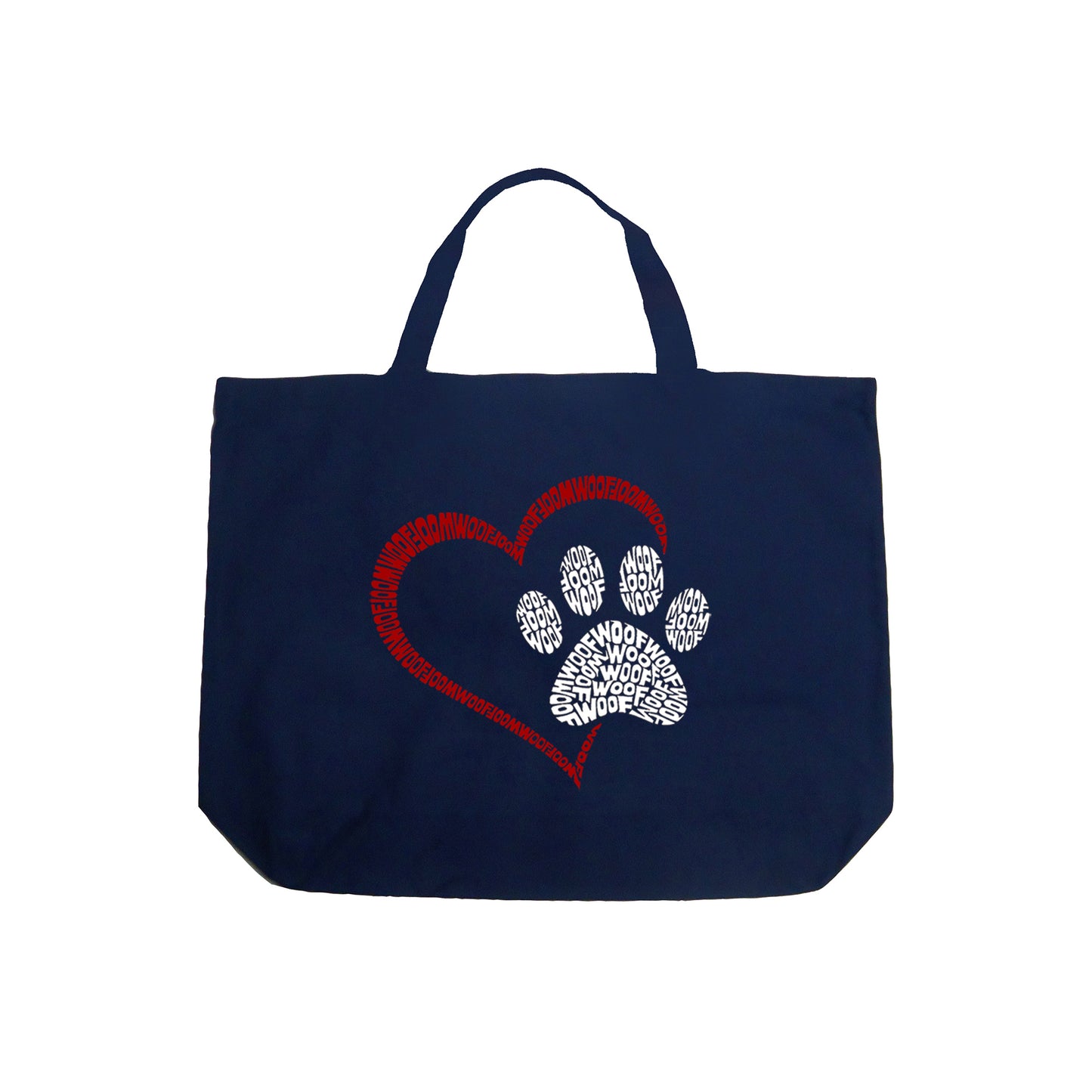 Paw Heart - Large Word Art Tote Bag