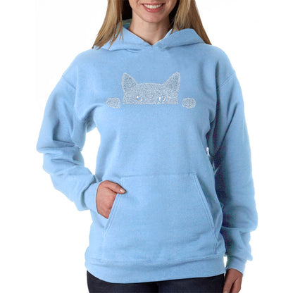 Peeking Cat  - Women's Word Art Hooded Sweatshirt