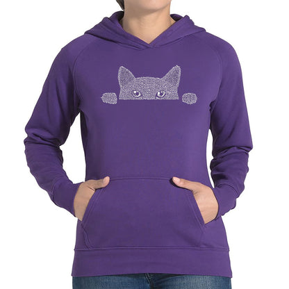 Peeking Cat  - Women's Word Art Hooded Sweatshirt