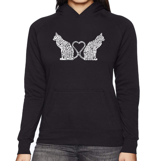 Cat Tail Hearts - Women's Word Art Hooded Sweatshirt