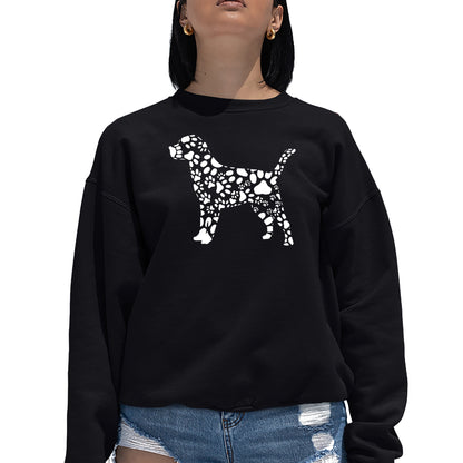 Dog Paw Prints  - Women's Word Art Crewneck Sweatshirt