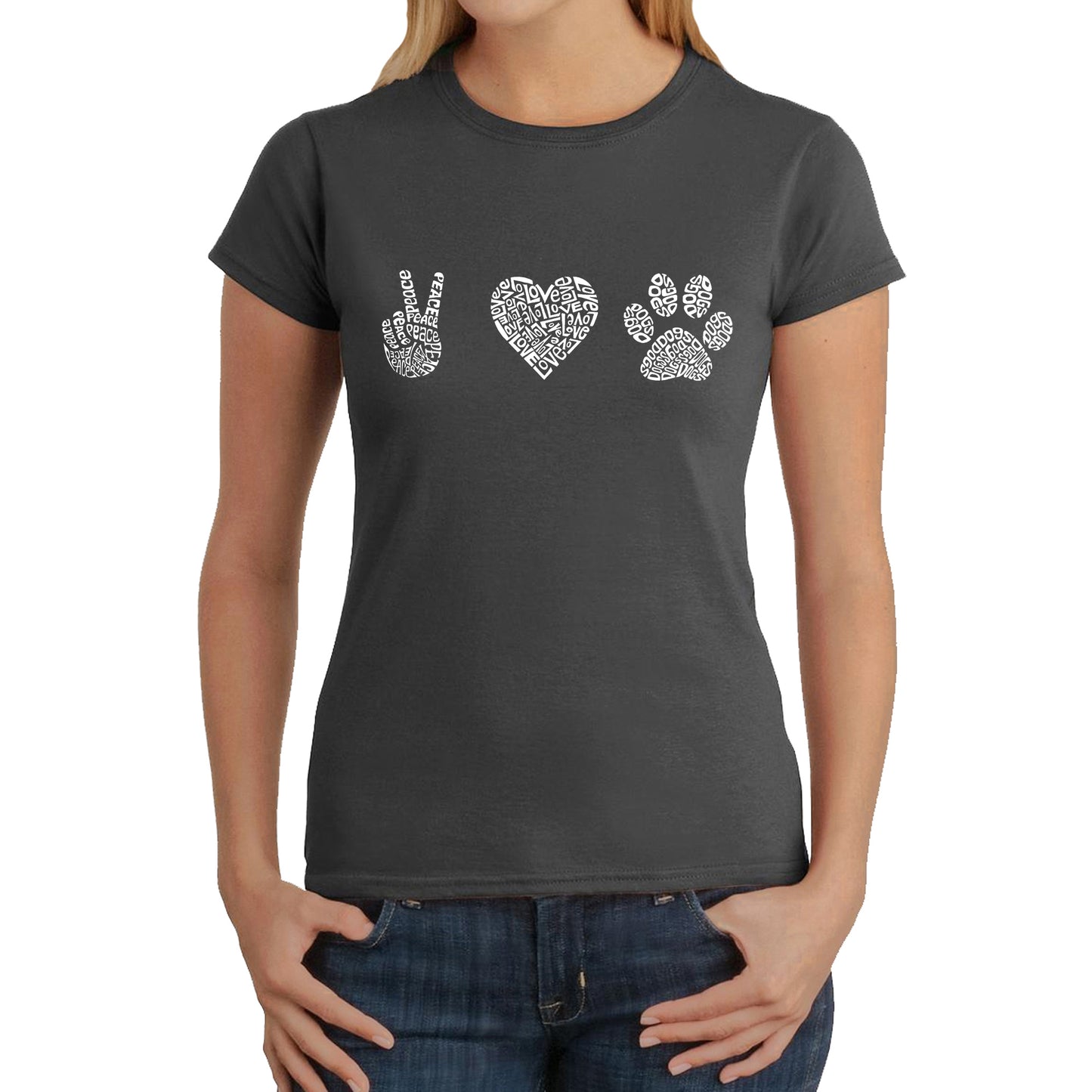 Peace Love Dogs  - Women's Word Art T-Shirt