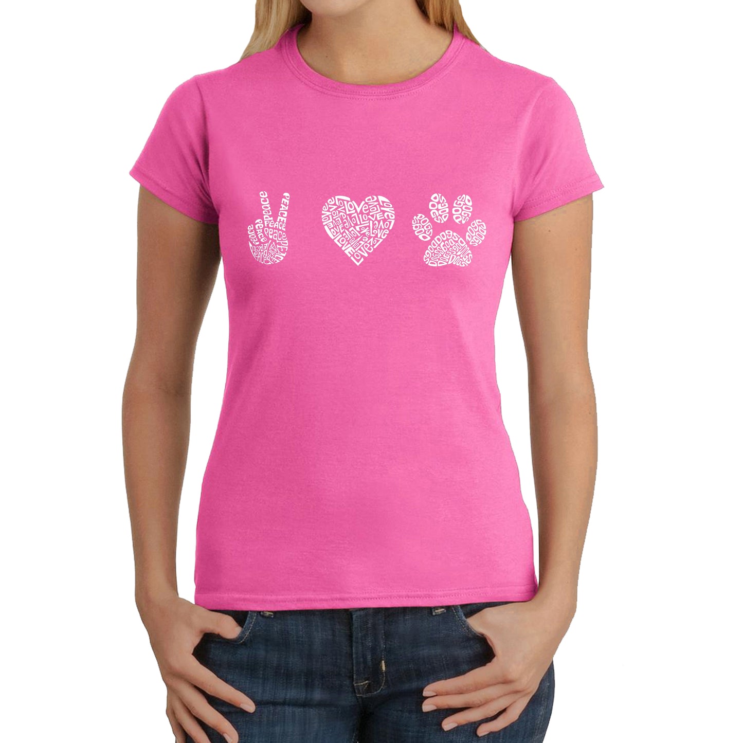 Peace Love Dogs  - Women's Word Art T-Shirt