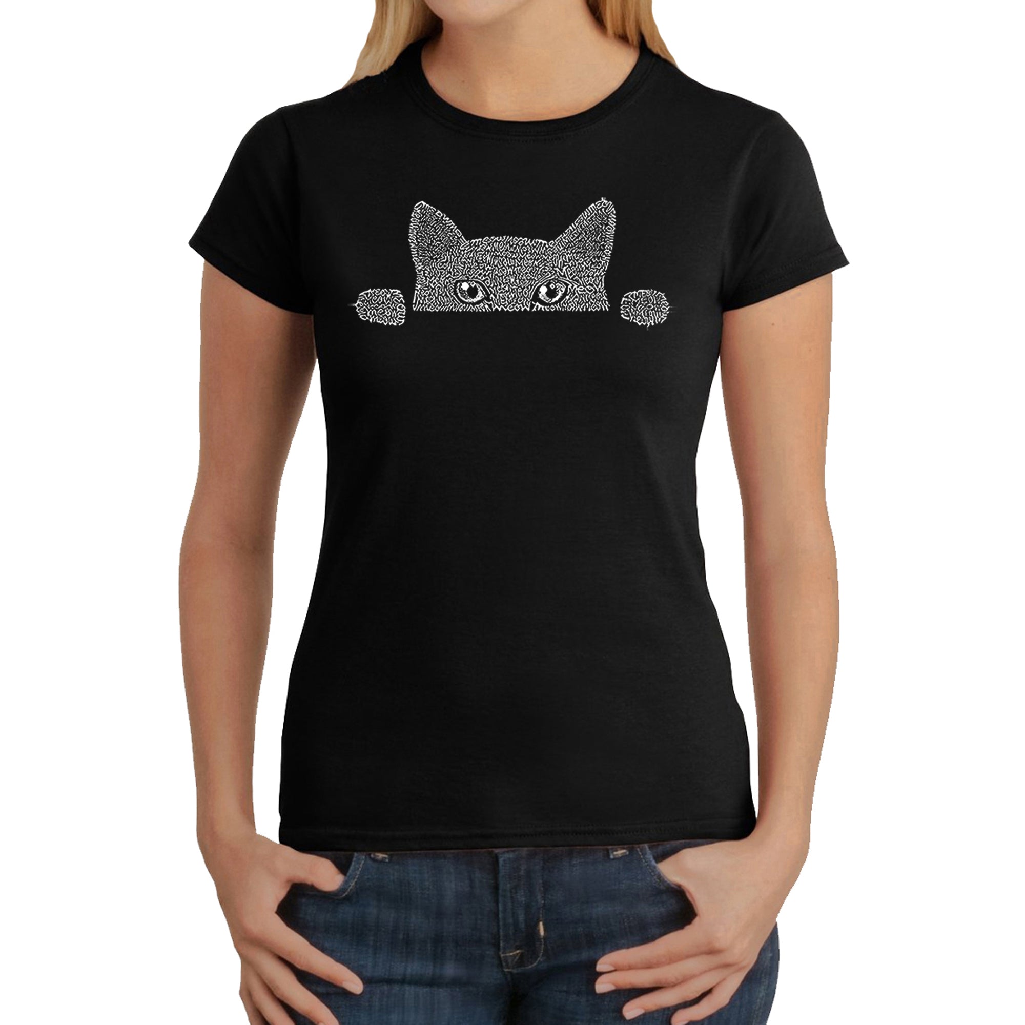 Peeking Cat - Women's Word Art T-Shirt | The Animal Rescue Site