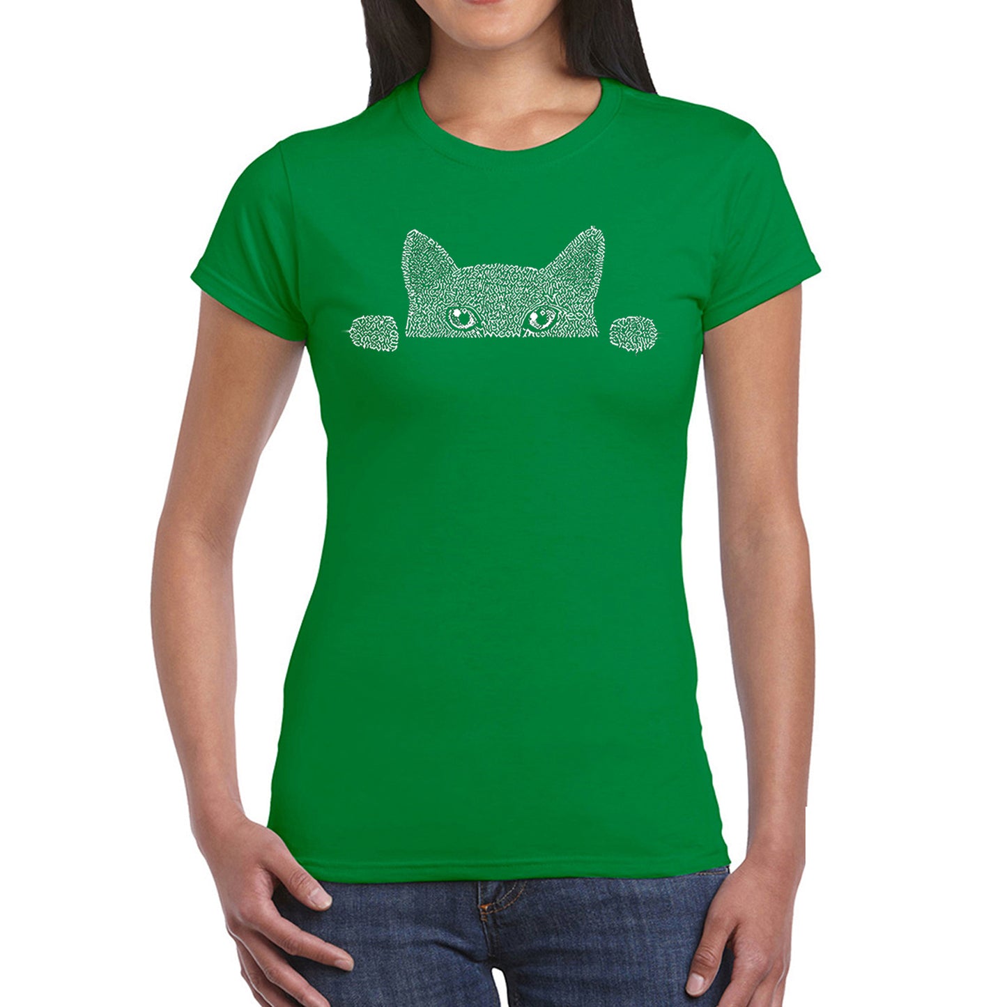 Peeking Cat  - Women's Word Art T-Shirt