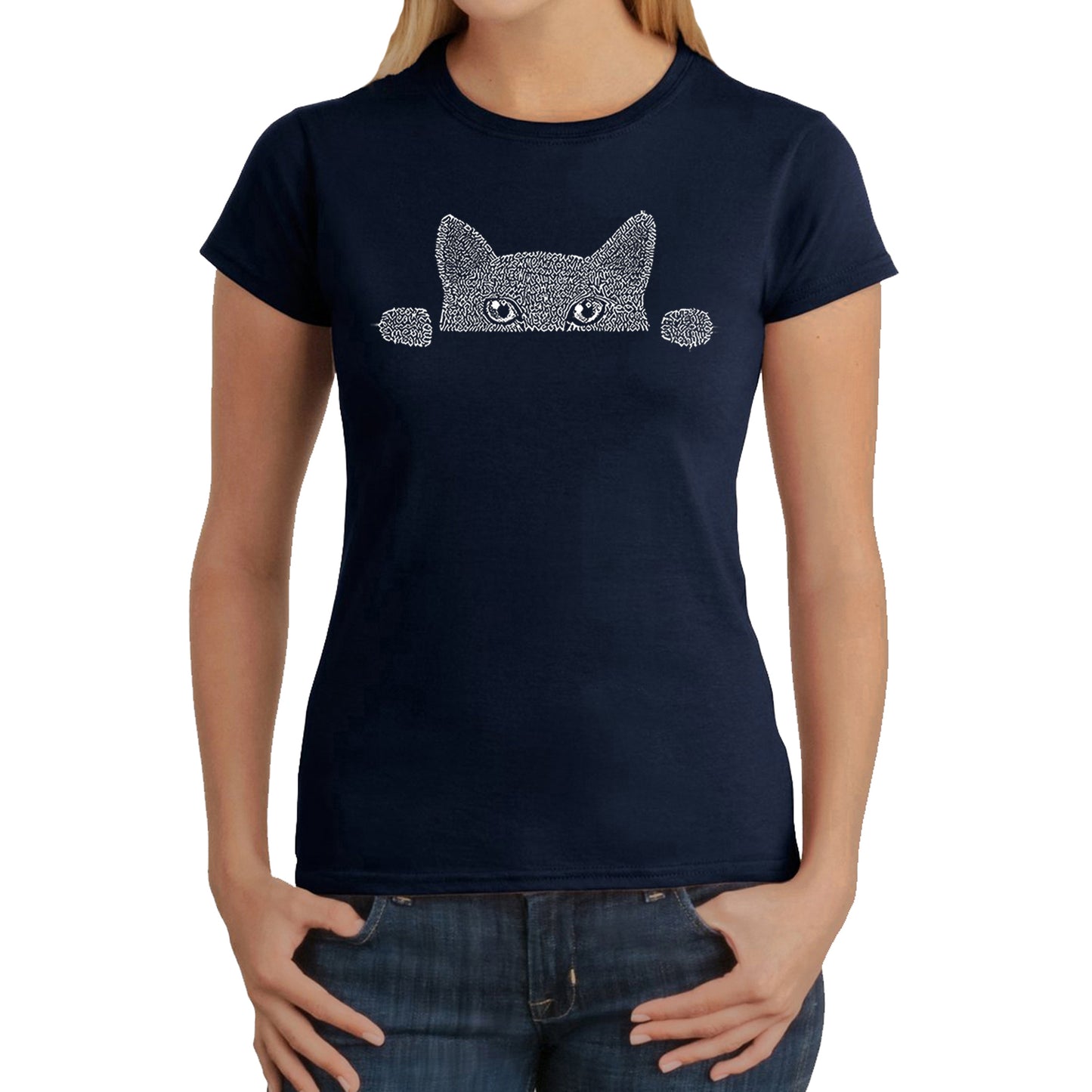 Peeking Cat  - Women's Word Art T-Shirt