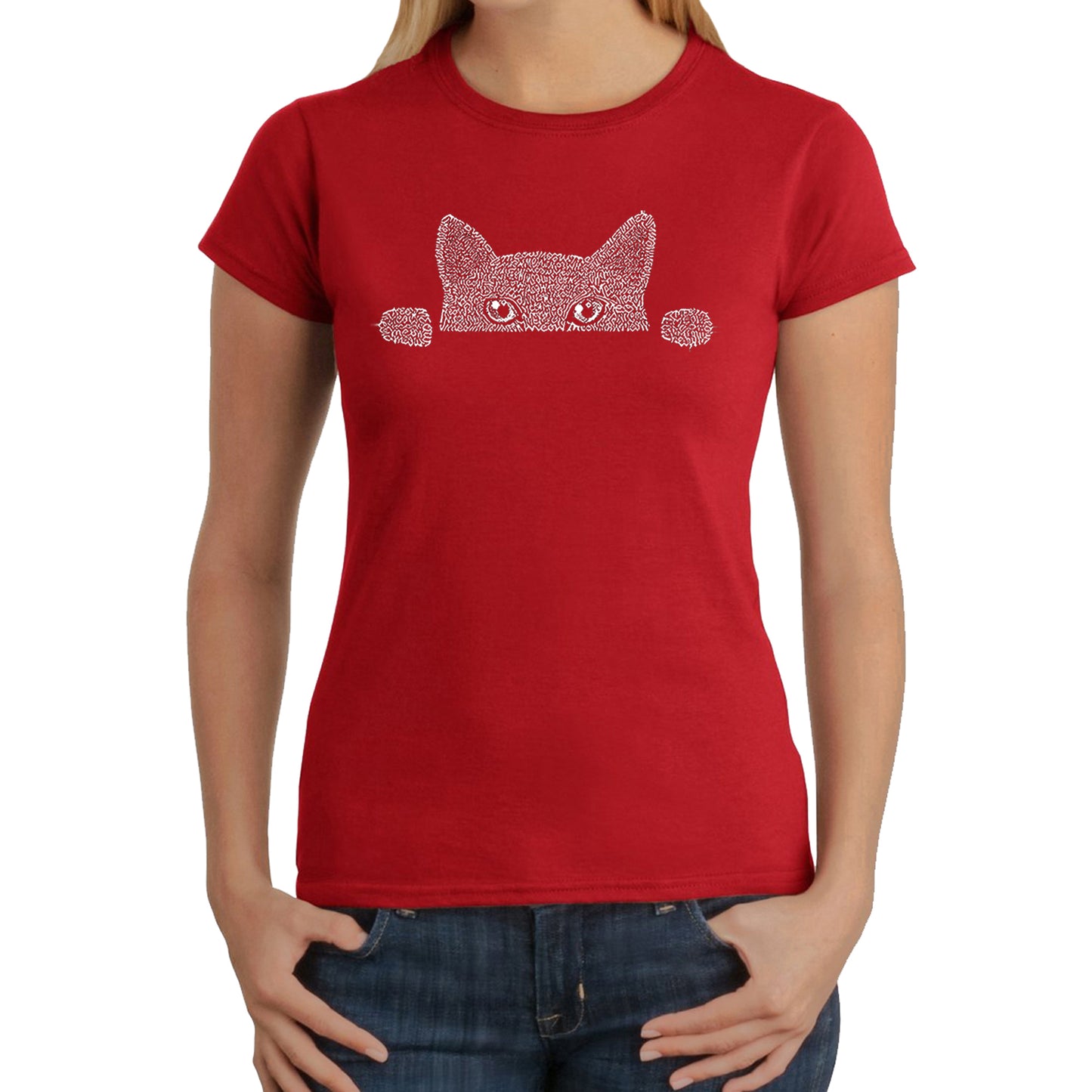 Peeking Cat  - Women's Word Art T-Shirt