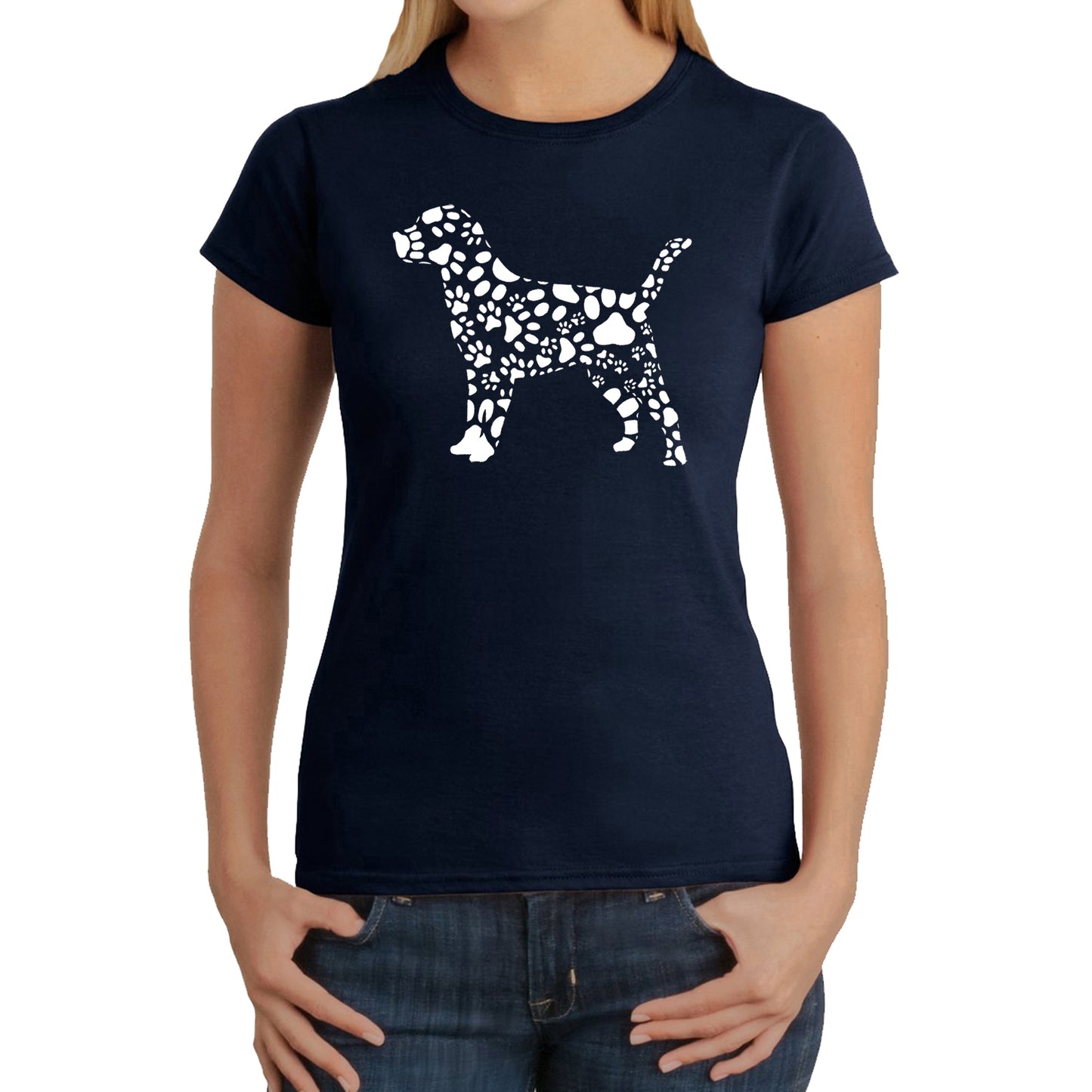 Dog Paw Prints  - Women's Word Art T-Shirt