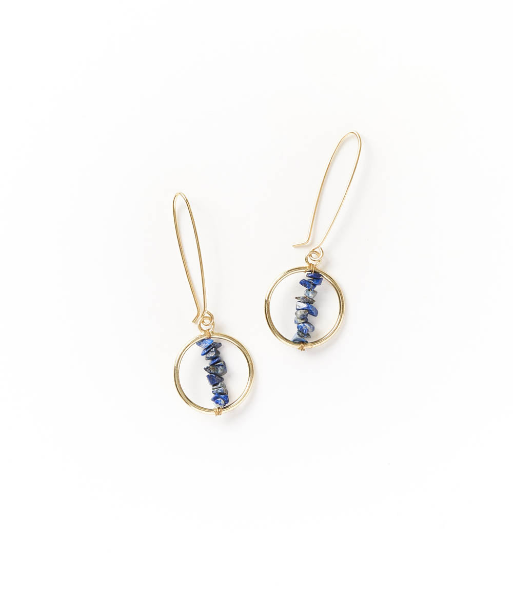 Shamani Semi-Precious Sodalite Earrings - Drop Hoop