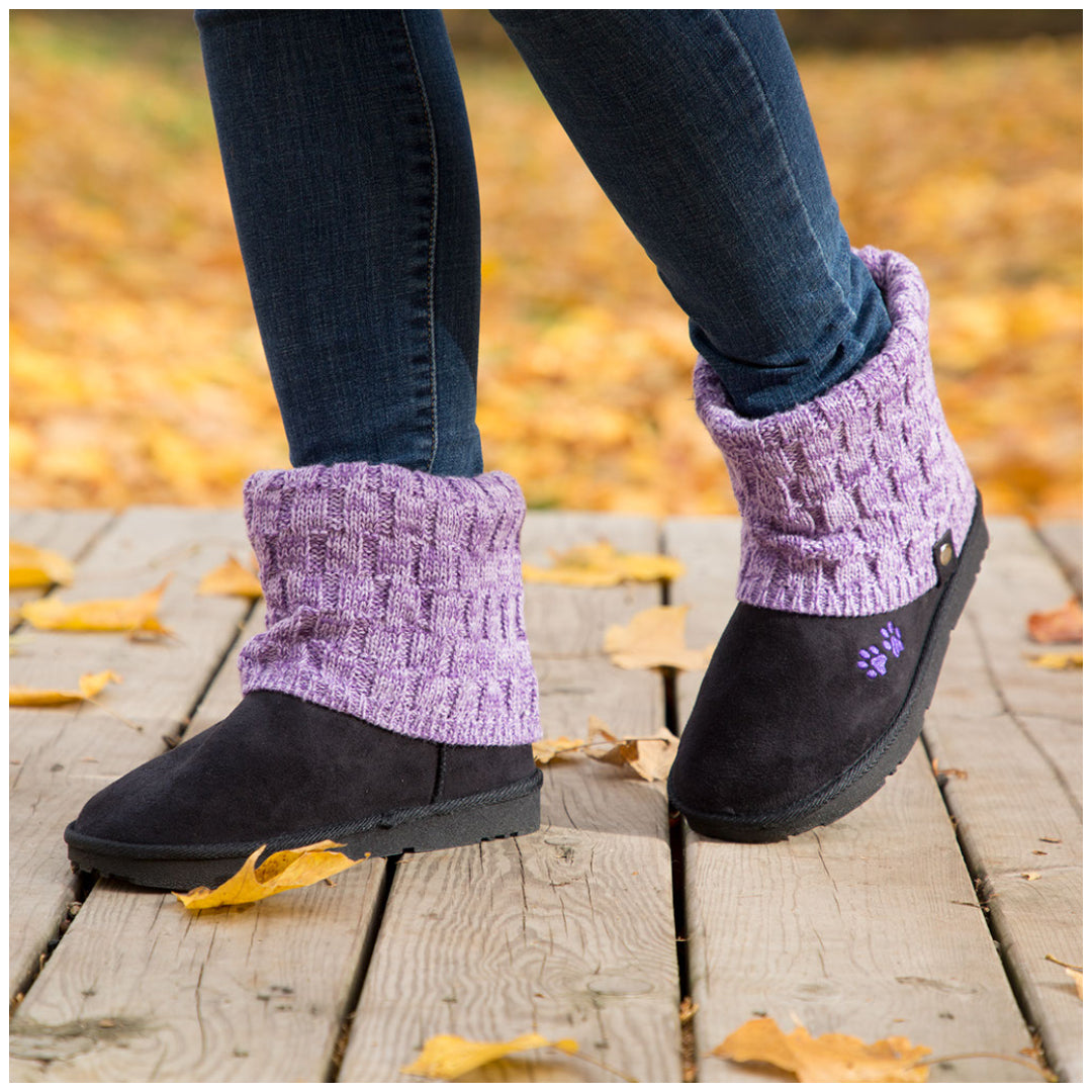 Paw Print Cozy Knitted Ankle Boots