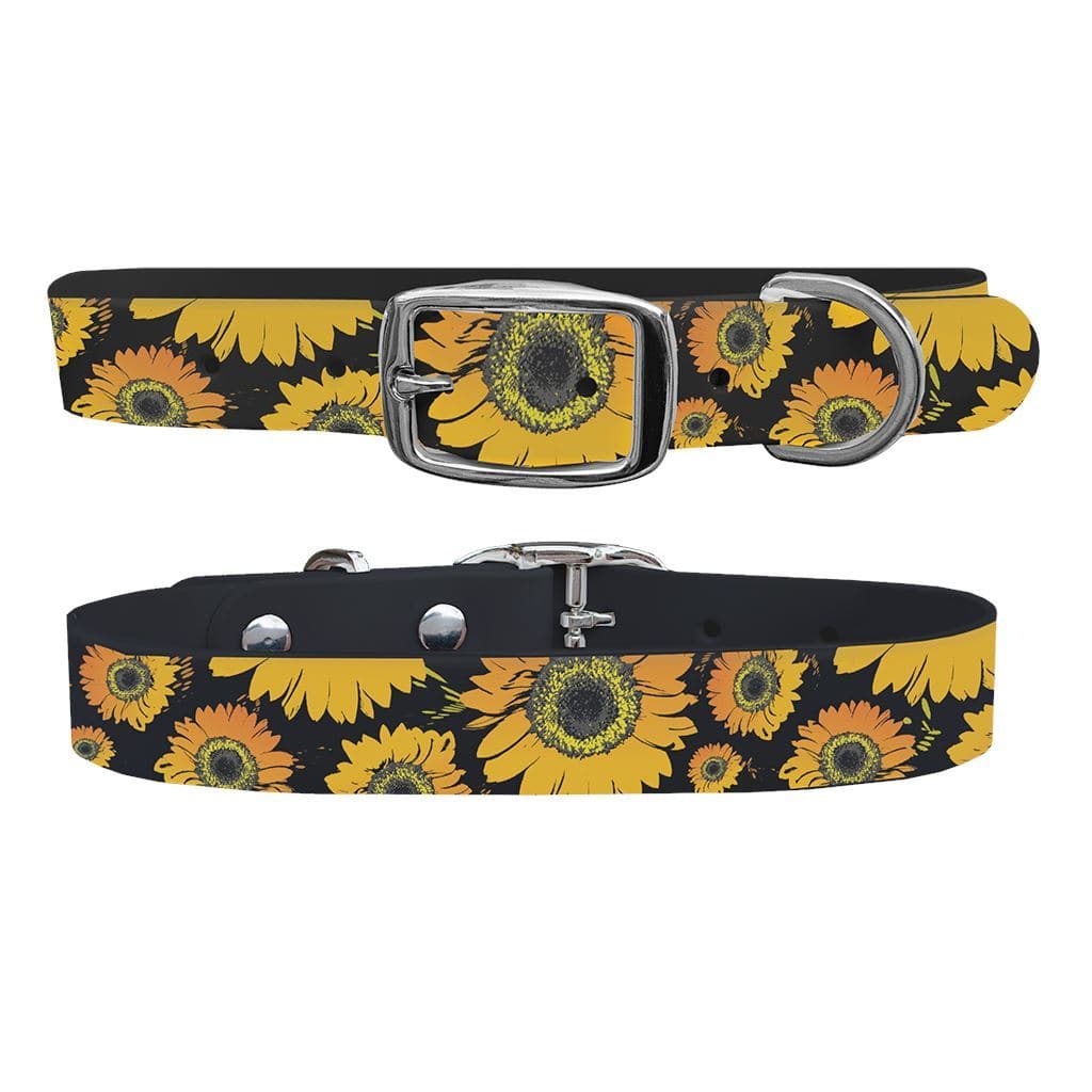 Sunflower Dog Collar With Silver Buckle