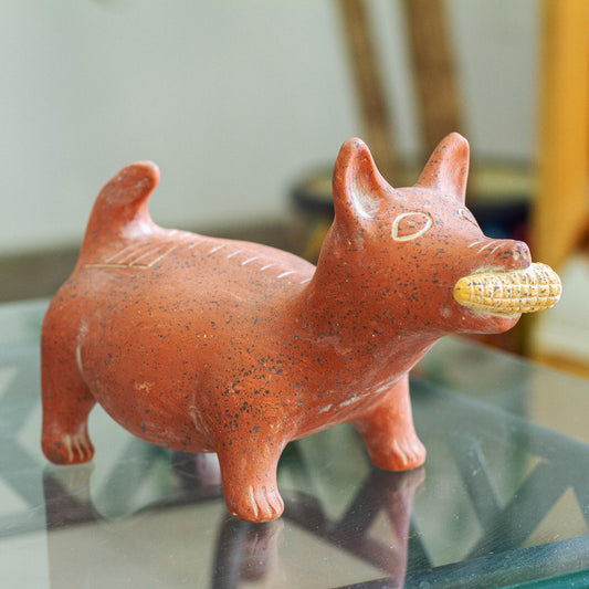 Colima Dog Handcrafted Mexican Archaeological Ceramic Red Dog Sculpture