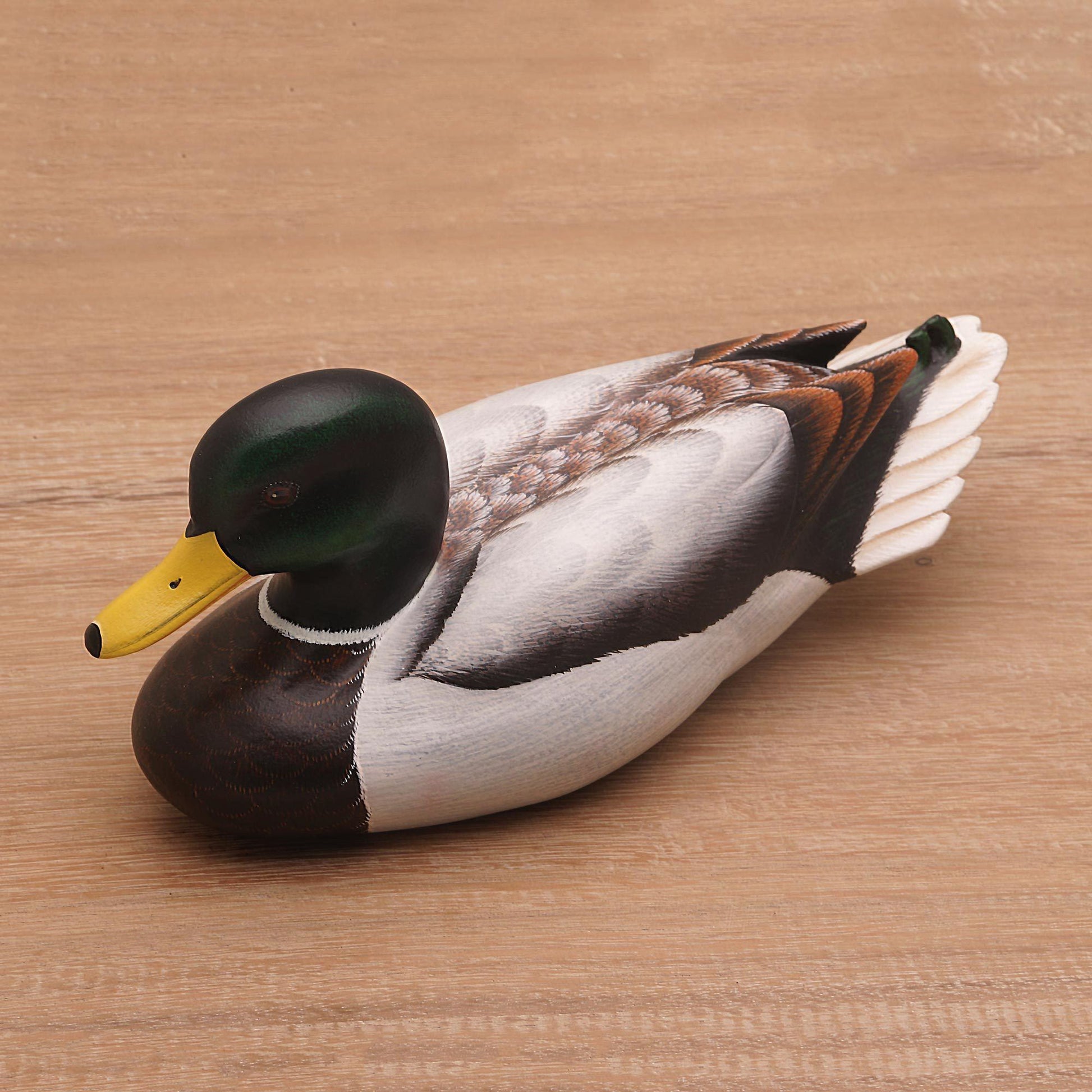 NOVICA - Carved Wood 'Male Mallard' Duck Statuette