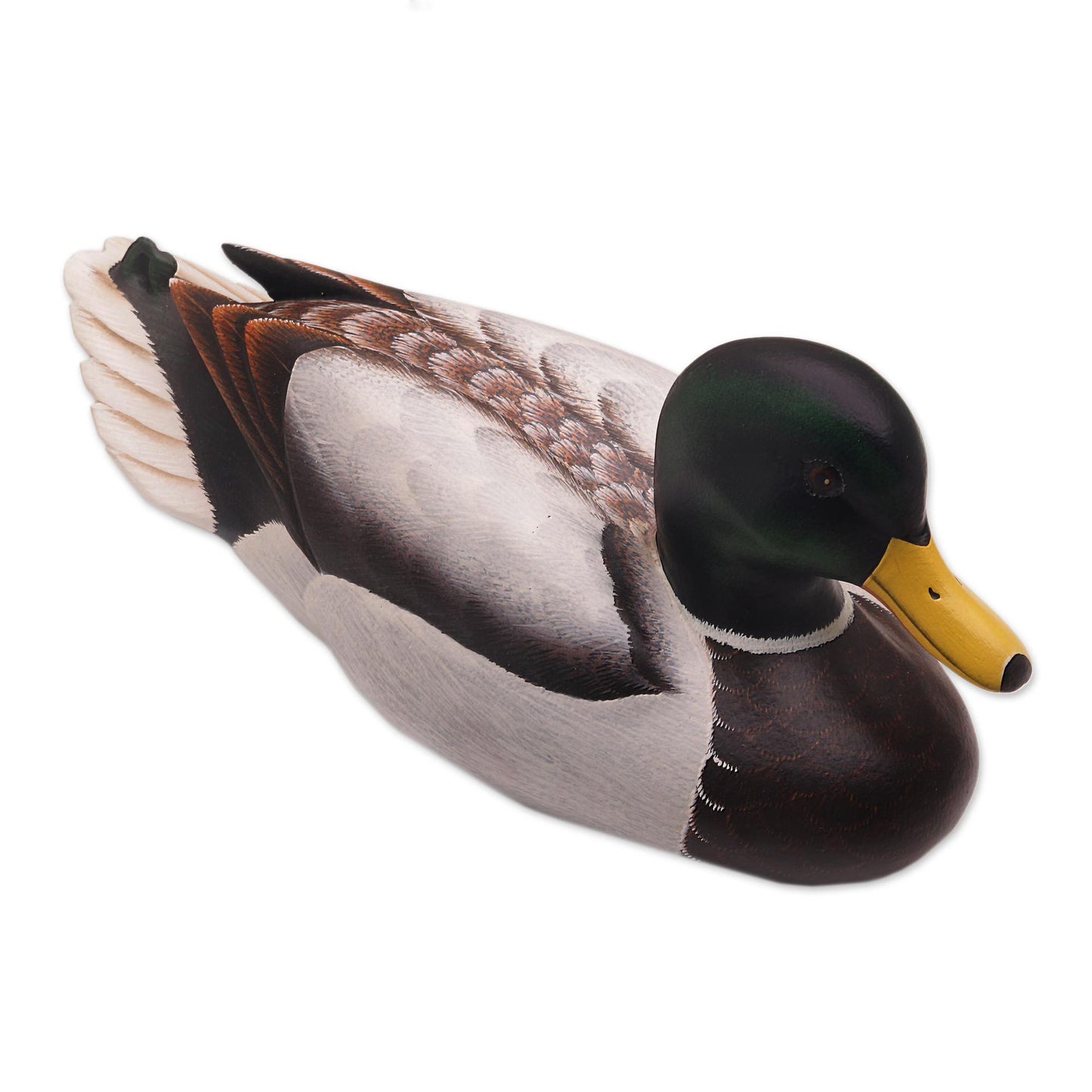 NOVICA - Carved Wood 'Male Mallard' Duck Statuette