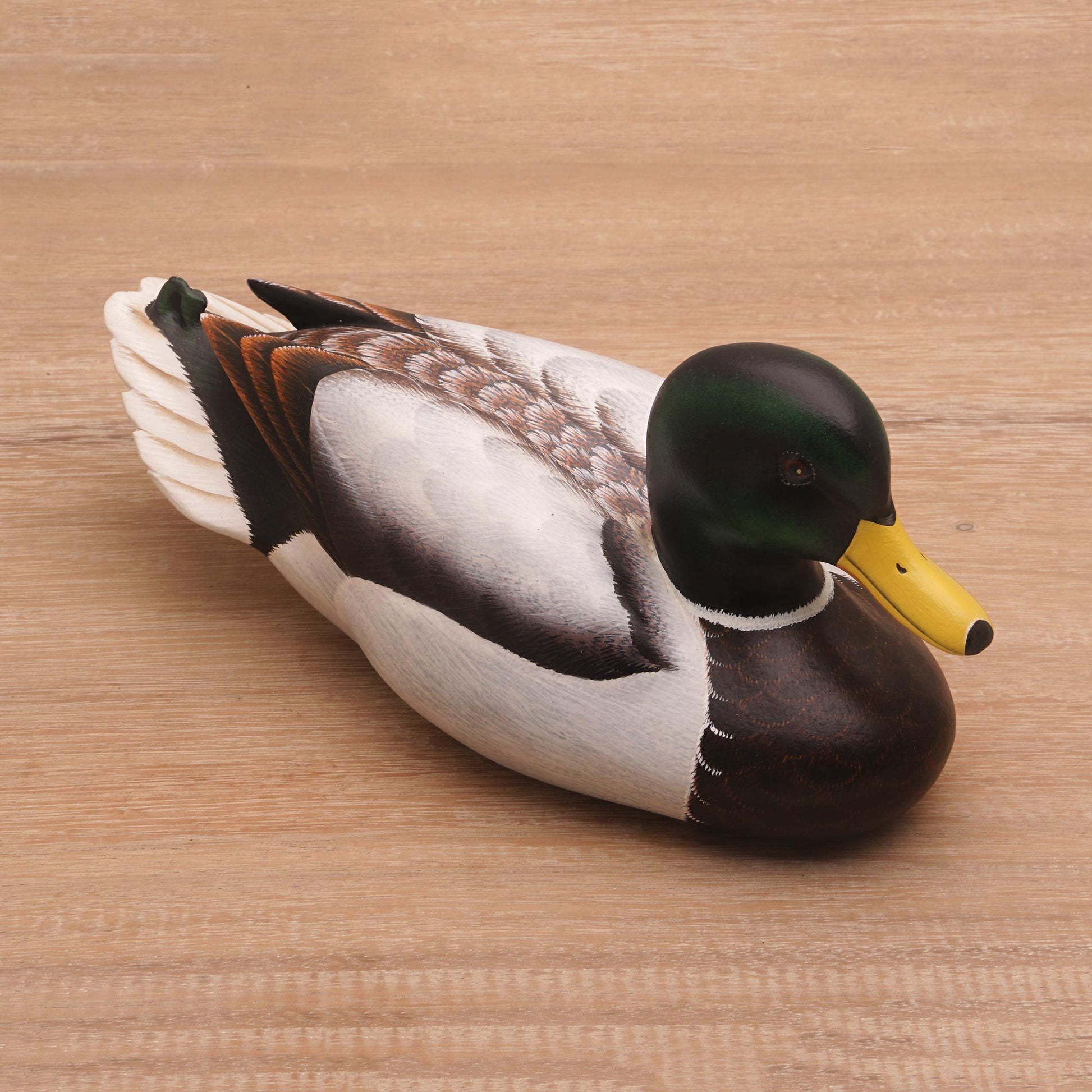 NOVICA - Carved Wood 'Male Mallard' Duck Statuette