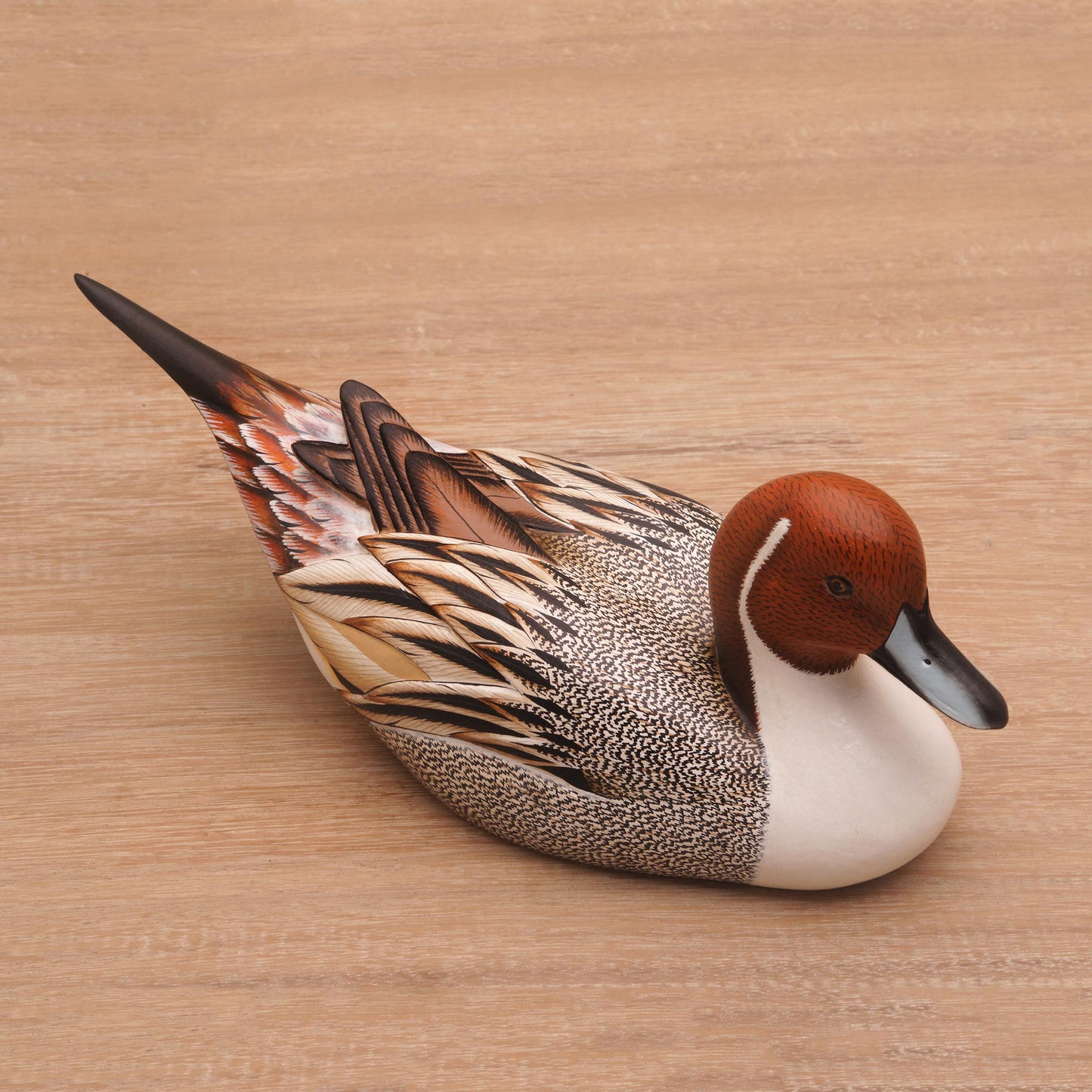 Pintail Duck Hand Carved Albesia Wood Duck Statuette from Bali