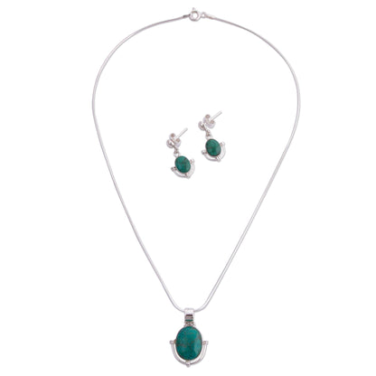 Mystique Chrysocolla jewelry set