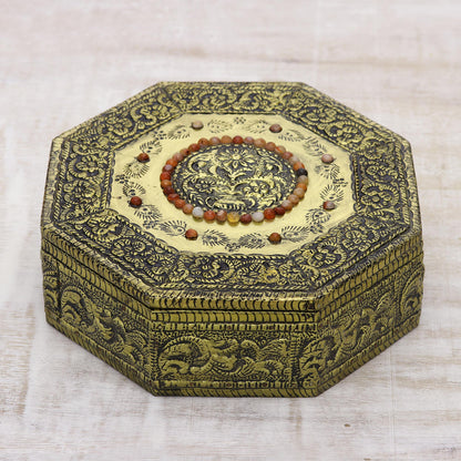 Golden Treasures Repousse Brass Jewelry Box