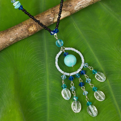 Azure Dreamcatcher Beaded Pendant Necklace from Thailand