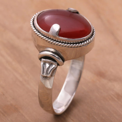 Dragon Eye Unique Sterling Silver and Carnelian Ring