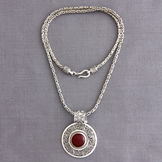 Luxury Sterling Silver and Carnelian Necklace from Indonesia