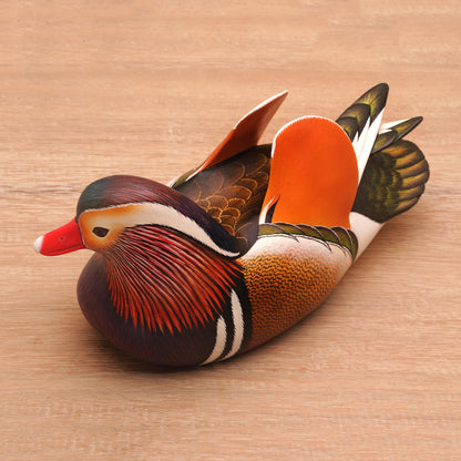 Mandarin Duck Original Hand Carved Wood Sculpture