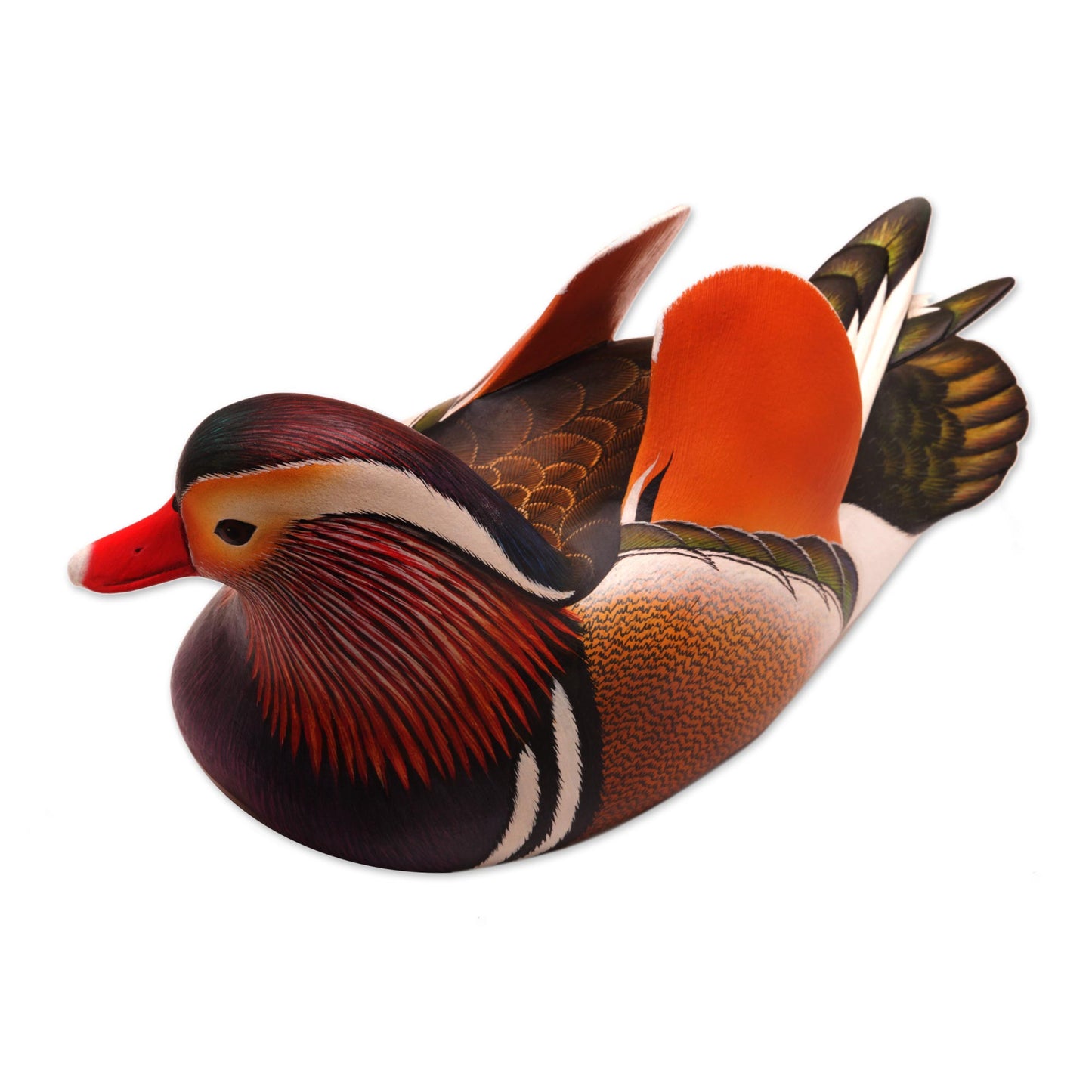 Mandarin Duck Original Hand Carved Wood Sculpture